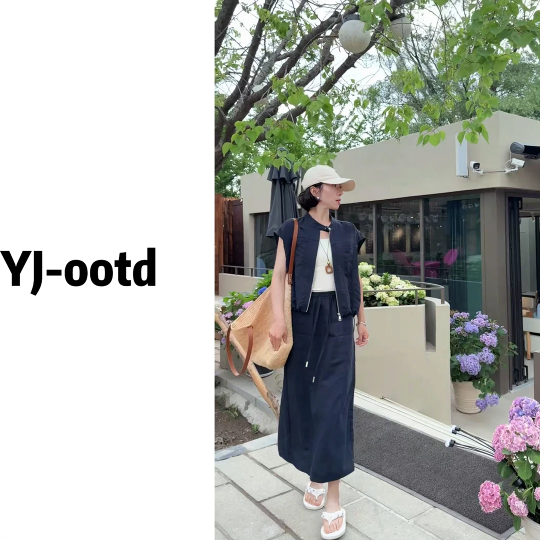 YJ-ootd/（夏日微风）25夏季新款气质老钱风显瘦款马甲套装