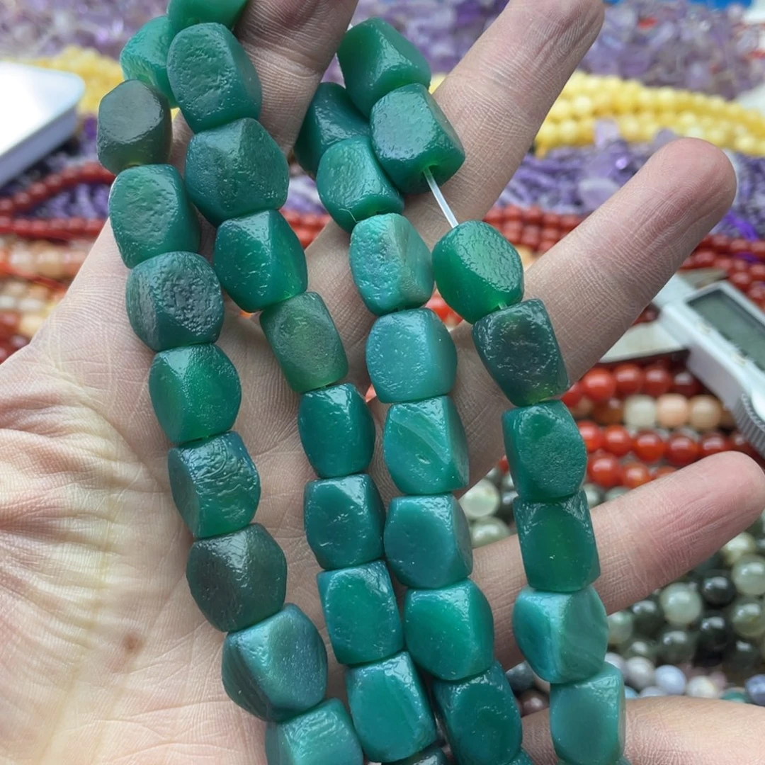 玛瑙/玉髓珠宝半成品未镶嵌一条装11*14左右橘皮玛瑙八棱珠