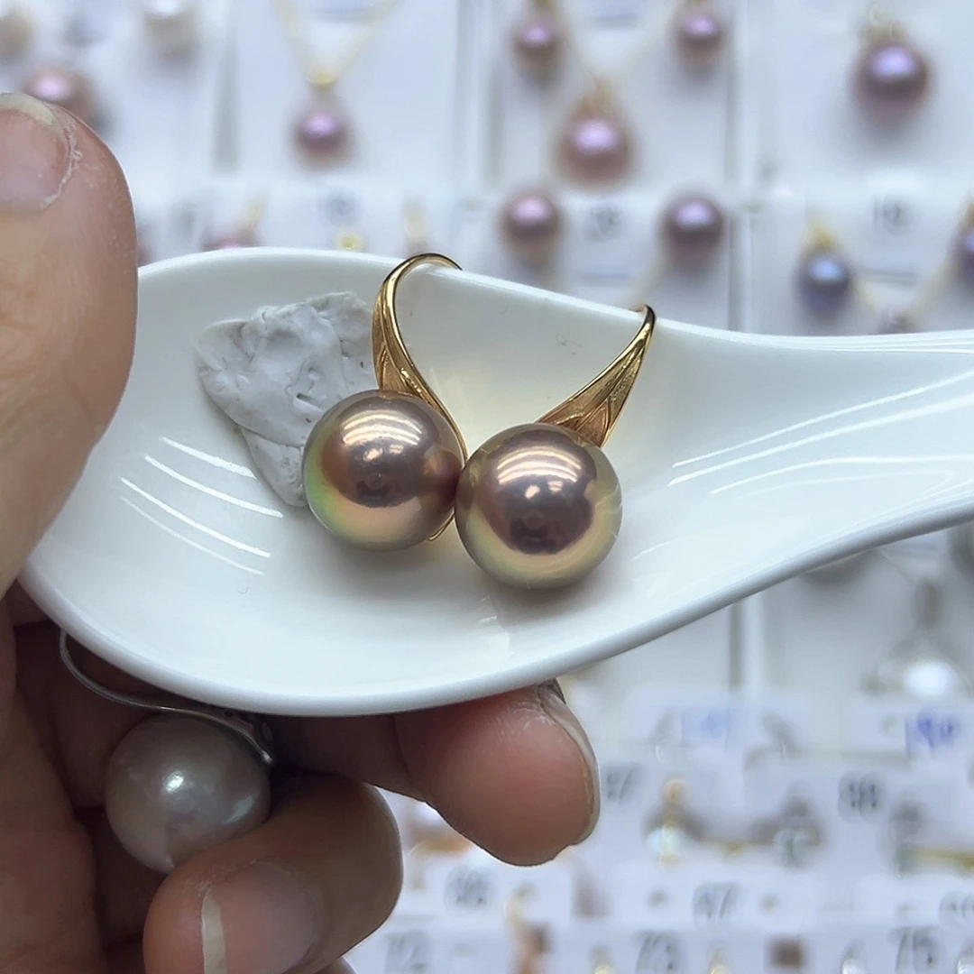 淡水珍珠耳饰银S925镶嵌秀**中高跟鞋怪色珠