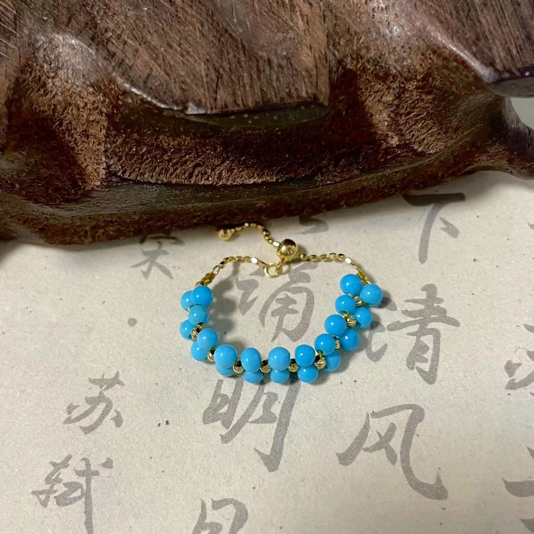 美松18K金镶嵌绿松石戒指多样发其一＃7027