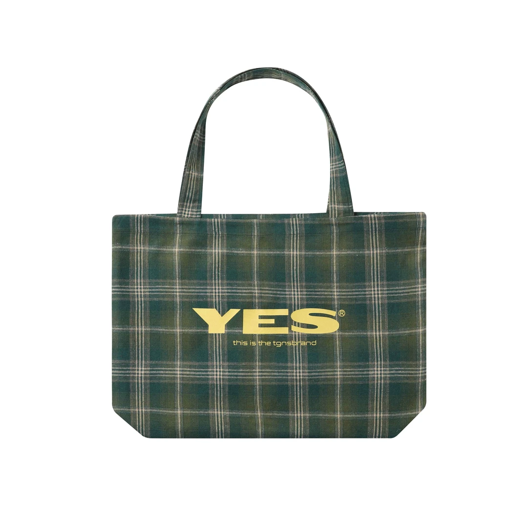 TGNS格纹帆布包-松叶绿