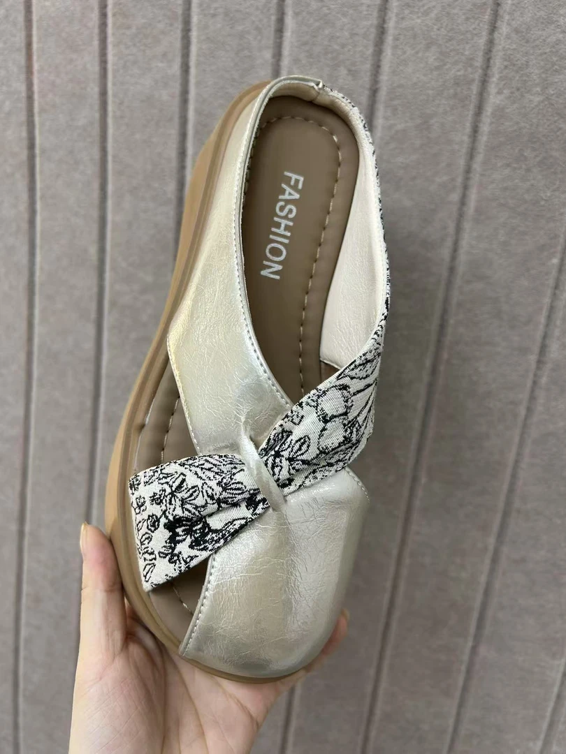 228厚底增高拖鞋女外穿2025新款百搭休闲国风包头拖