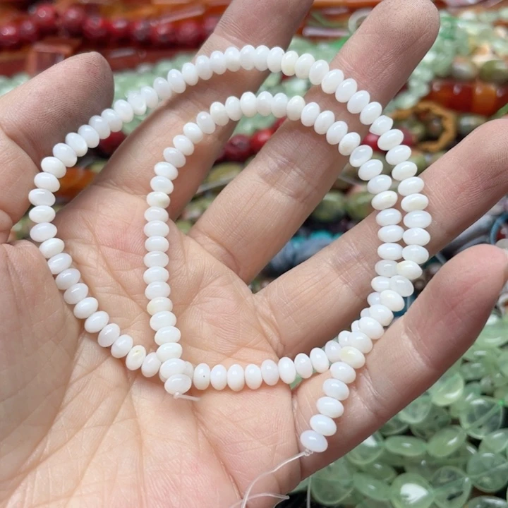 玛瑙/玉髓合金珠宝半成品一条5m白贝算盘