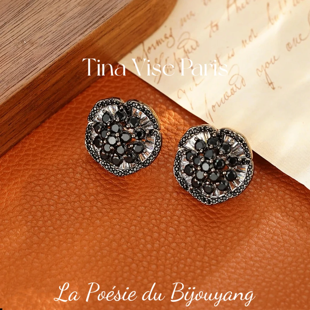 铜合金耳饰 A618《黑夜流光》法⭐️ Tina Vise Paris 缇娜薇斯 耳钉