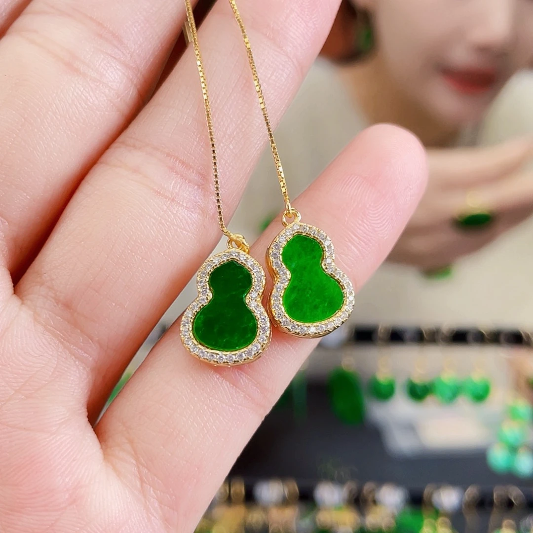 翡翠银S925镶嵌耳饰