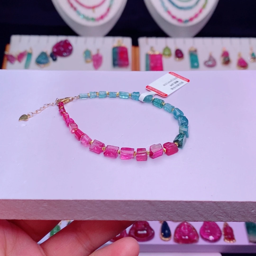 未镶嵌单圈手链m碧玺方糖