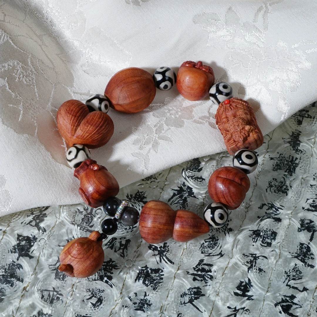 非金属木质手链 柏韵七星祥瑞手环 手工时尚百搭复古雕刻彩色