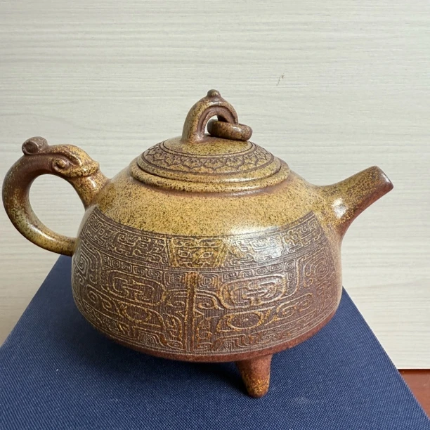 紫砂壶原矿老料龙骨金砂刻绘单圈壶宜兴正品全手工茶壶茶具纯手工