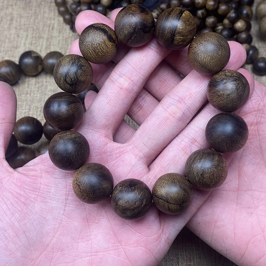 沉香手串越南芽庄白棋楠1.8高货虎斑