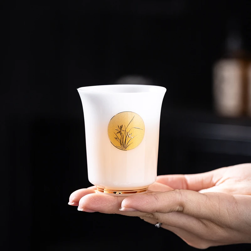 高档冰种玉瓷功夫茶具主个杯薄胎通透泡茶杯单个70ML个人专用茶杯