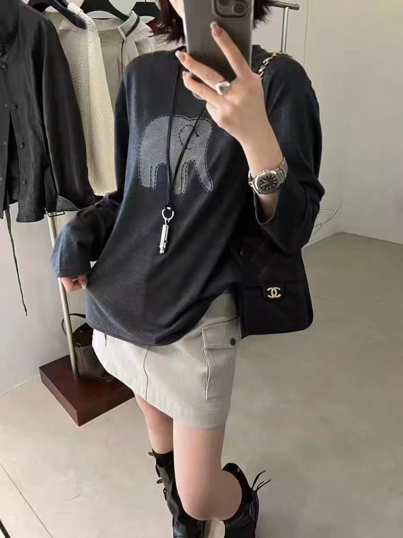 灰色长袖打底上衣6669