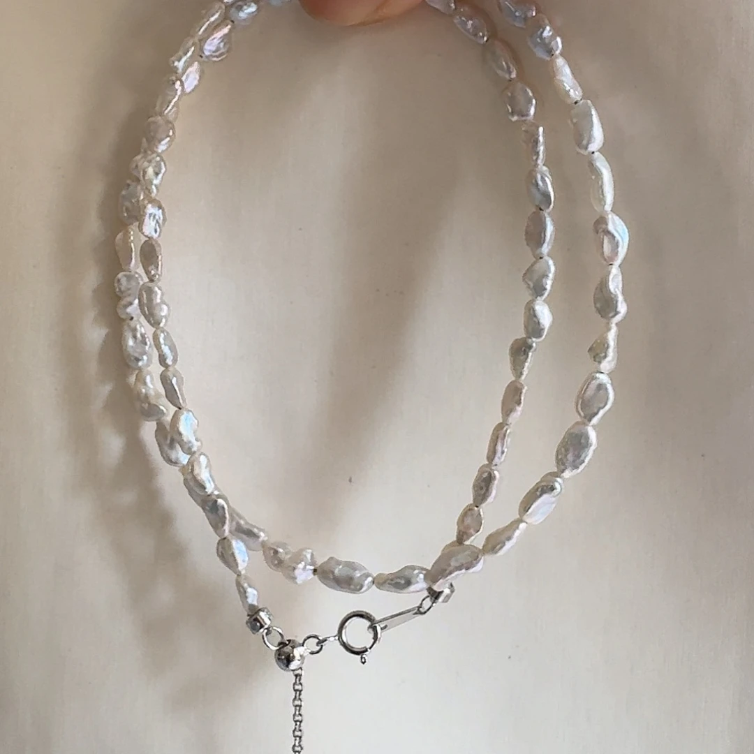 淡水珍珠银S925镶嵌颈饰客旭项链