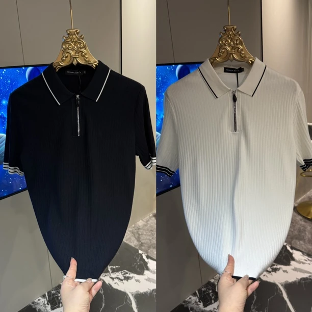 「星漓轻奢出品」26675/XINGLI/2025/高端欧货男士短袖桑蚕丝针织衫
