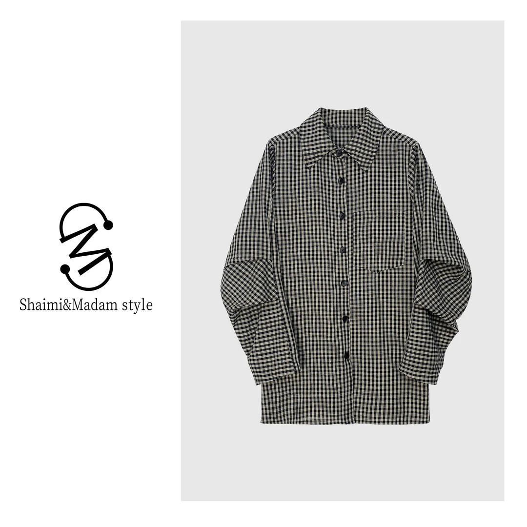 SHAIMI 晒米2025春季女士气质时尚格子衬衫CJ503W9683701