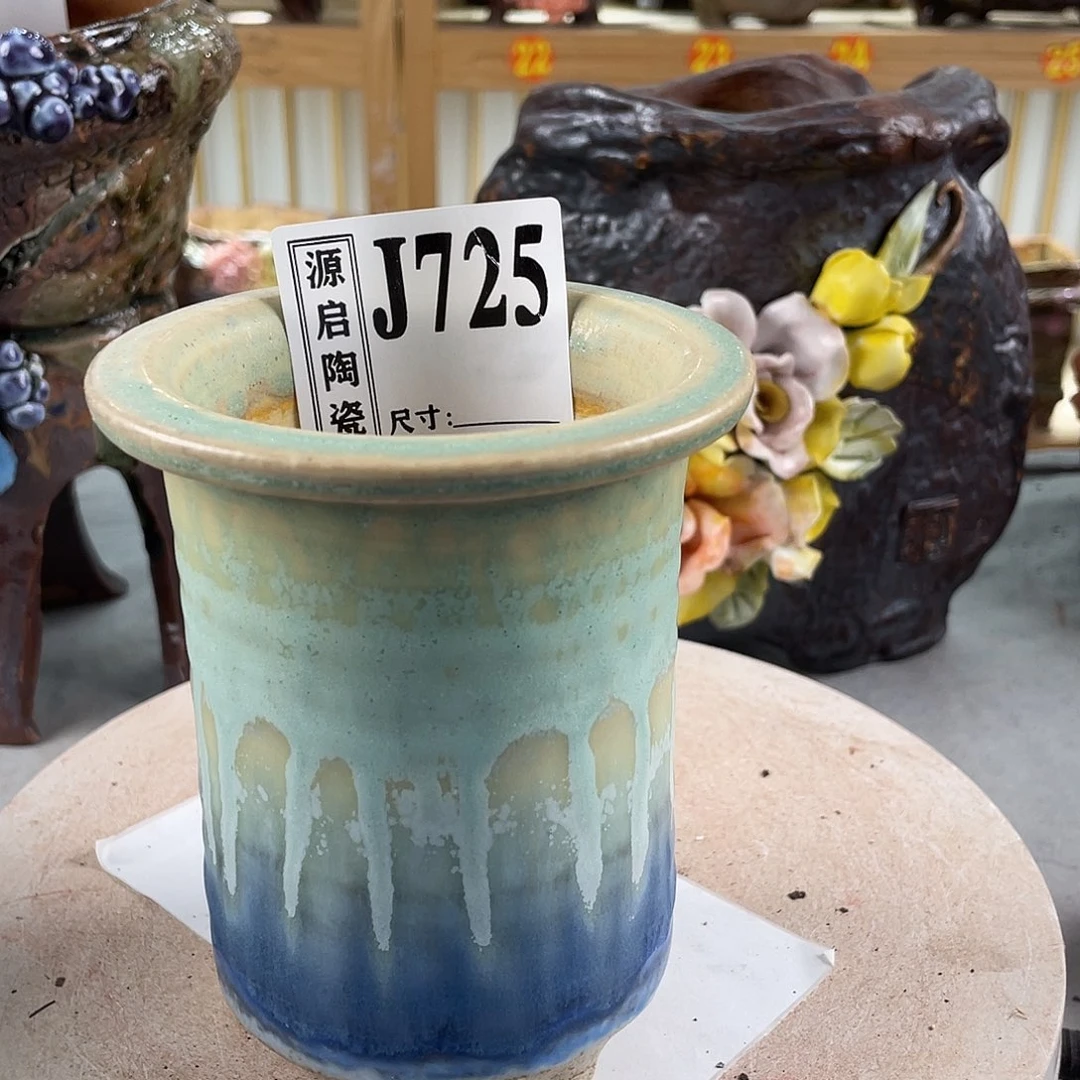 紫砂花盆景德镇陶瓷手工花盆725