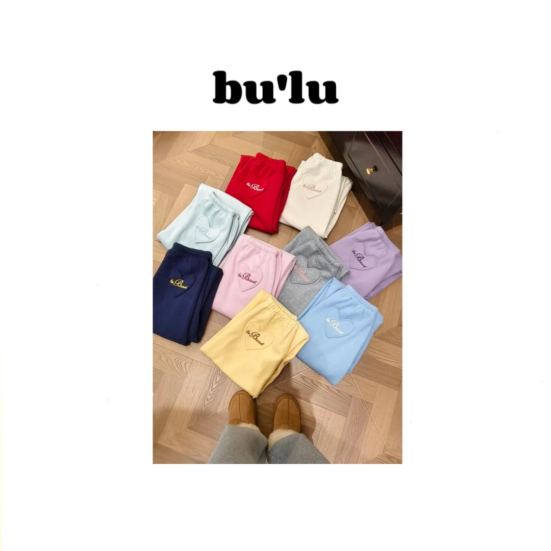 bu'lu “冬夜序曲“多巴胺韩系爱心松紧腰裤子