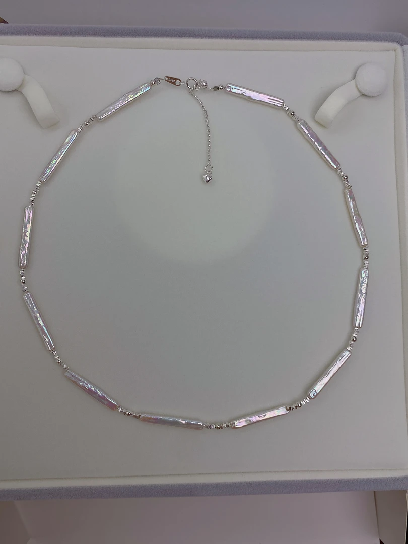 非金属合成锆石项链 炫彩小银条 项链 彩光 时尚 百搭
