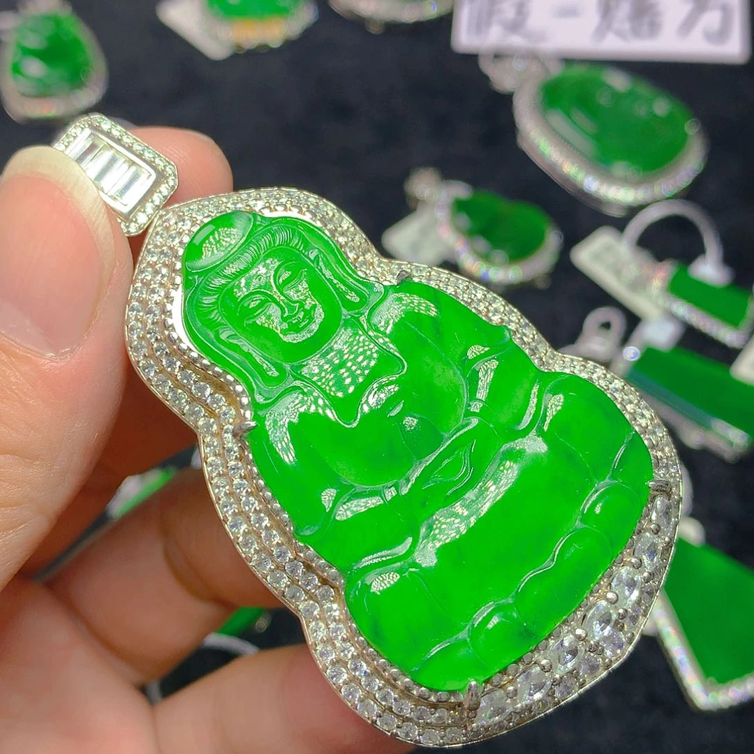 颈饰银S925镶嵌翡翠