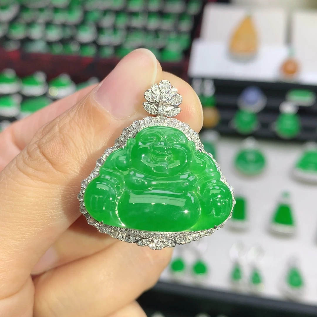 翡翠18K金镶嵌吊坠(不含链)