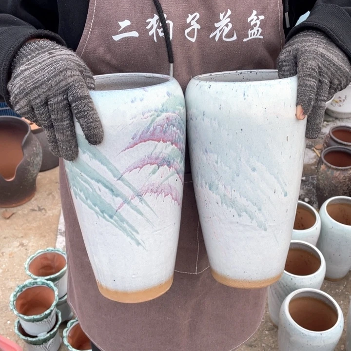 紫砂花盆口14高30瑕疵瑕疵