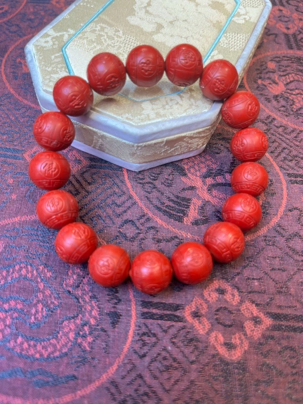 含辰砂工艺品大美精选精品高端辰砂佛字单圈手串