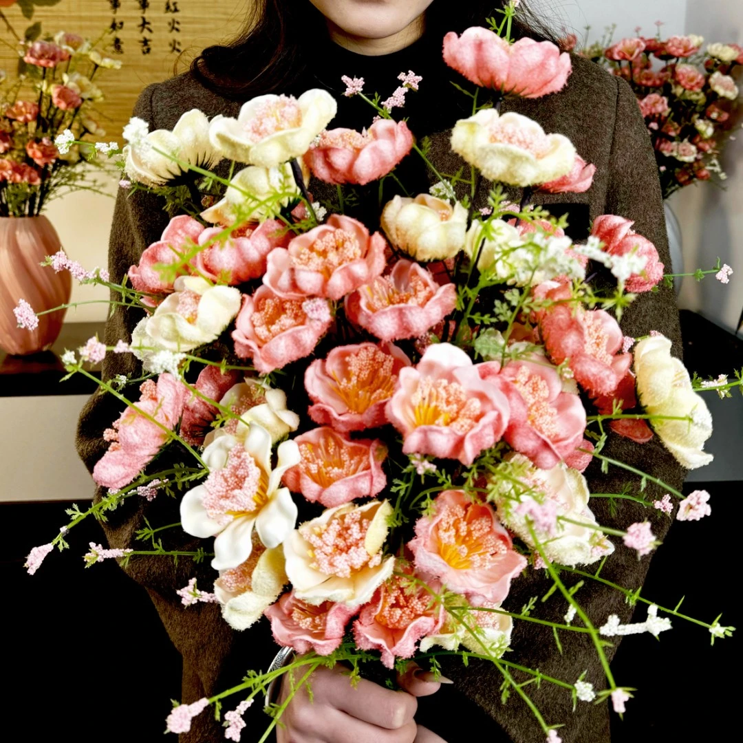 仿真粉蝶仿真假花客厅餐厅卧室摆件装饰品插花玄关装饰好看