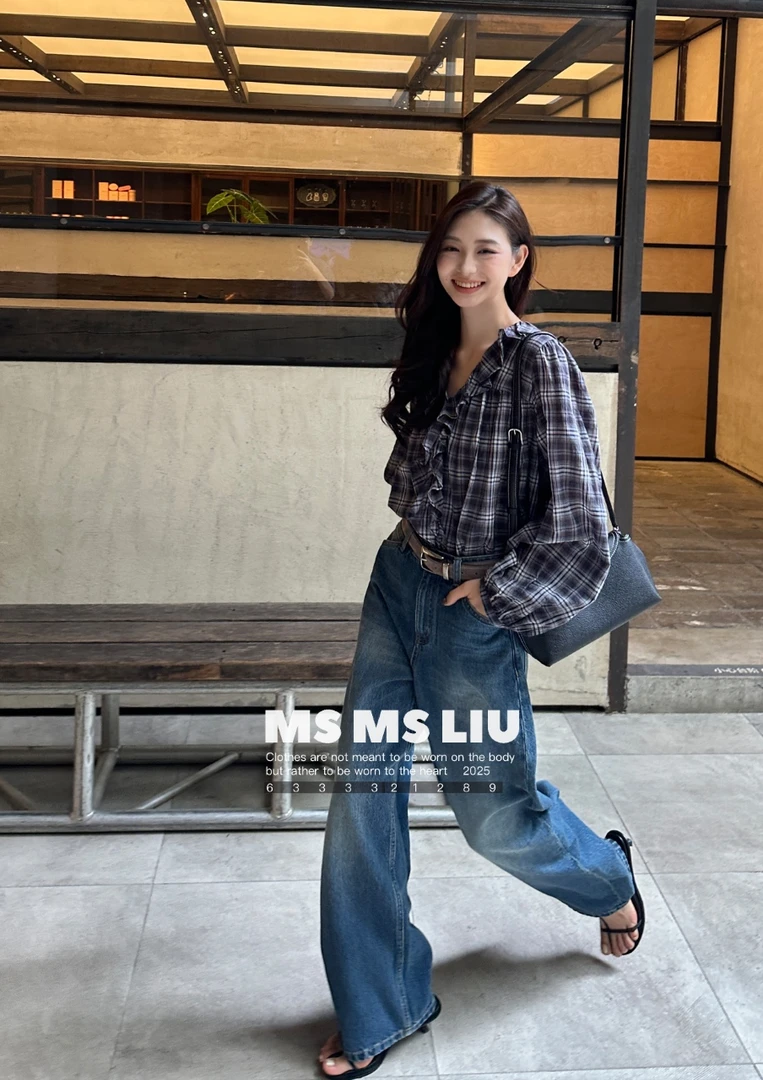 【如花量贩式轻奢】百搭秋季休闲轻职风裤子弯刀牛仔裤时尚宽松