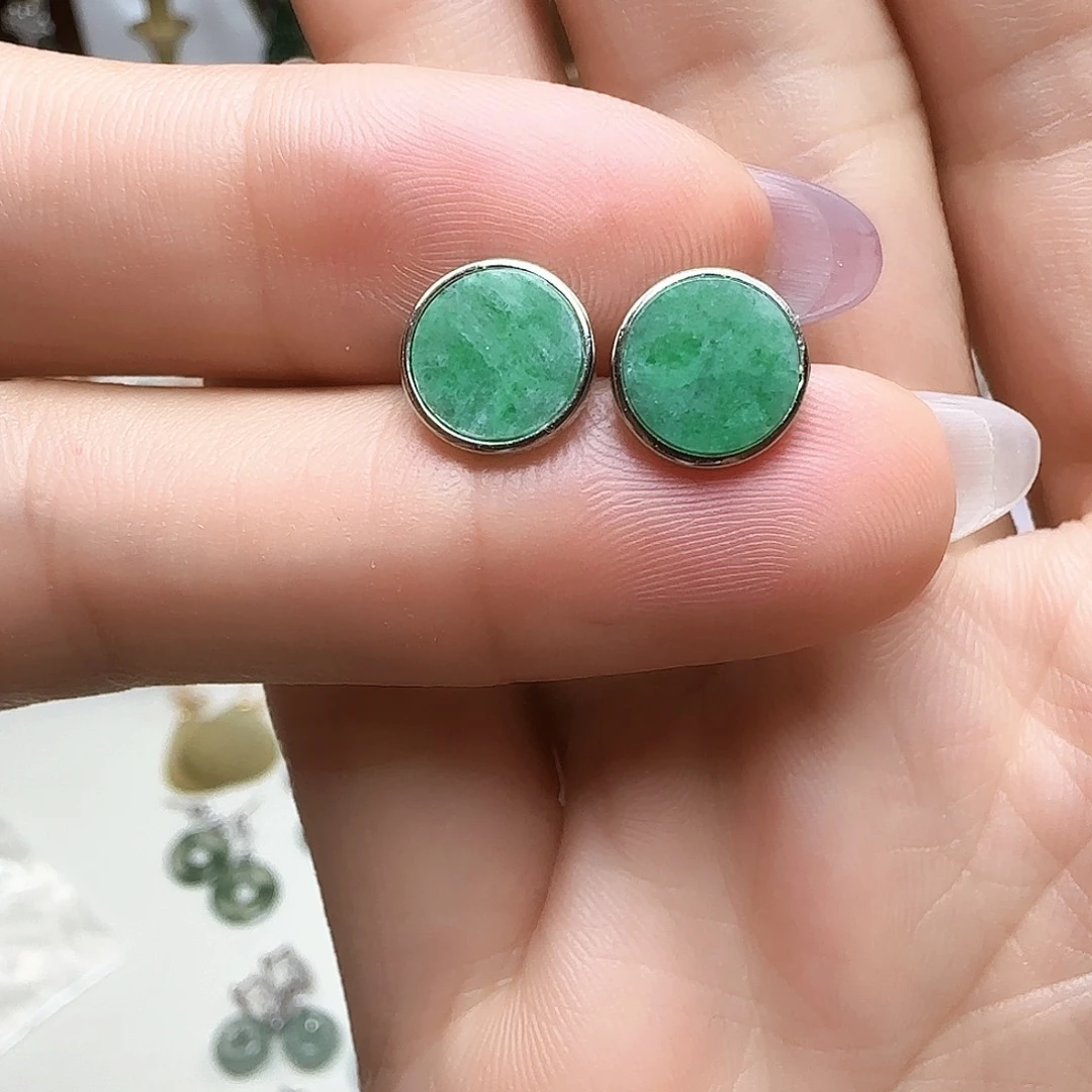 翡翠银S925镶嵌耳饰多样性发一