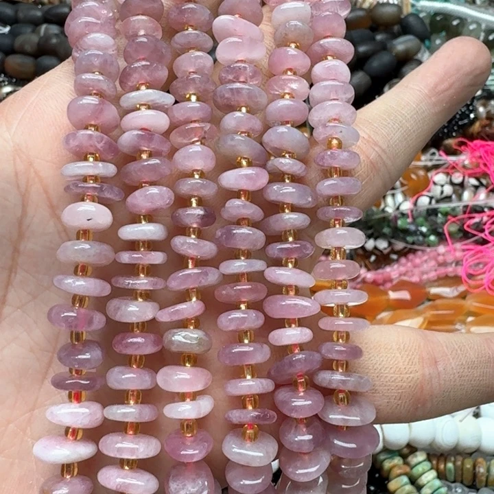 合金玛瑙/玉髓珠宝半成品一条8x10mm紫马粉