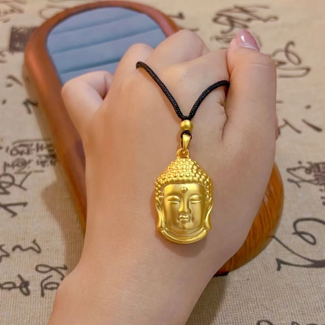 铁合金吊坠 精品佛头吊坠永保平安佛头锁骨链如来佛黑绳项链