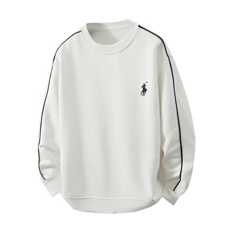 青年体恤2025年秋冬新款加绒卫衣男士时尚明线拼条打底上衣T恤潮