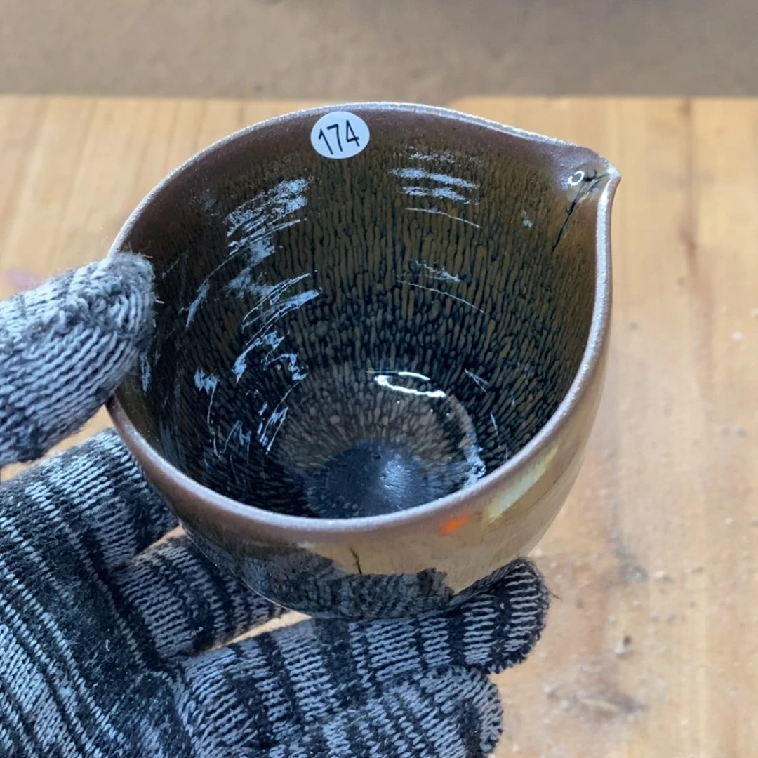 茶盏174 原矿草木灰釉水建盏公道杯