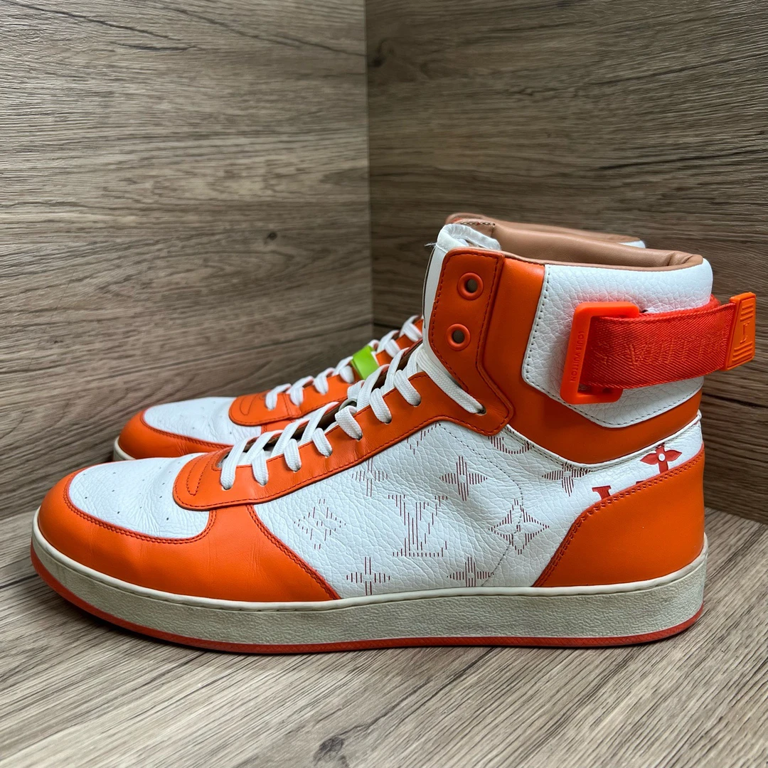 95新 LouisVuitton/路易威登 Rivoli 白橙满印高帮鞋 43码