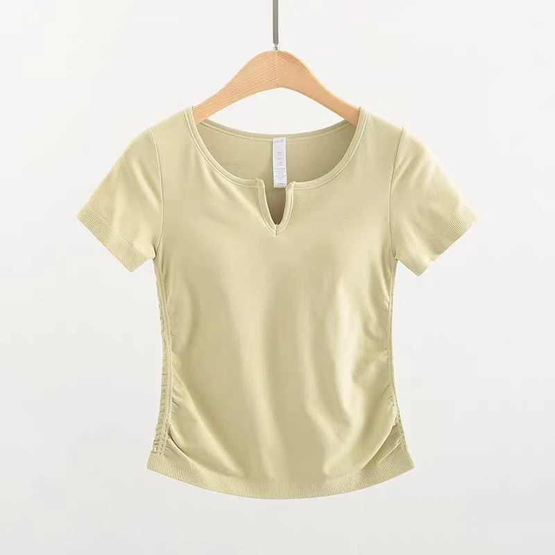 简美健 V领瑜伽健身运动短袖一体杯