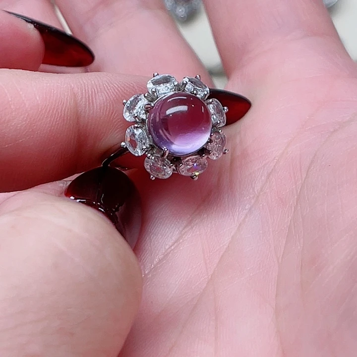 紫晶紫水晶戒指银S925镶嵌哲**语
