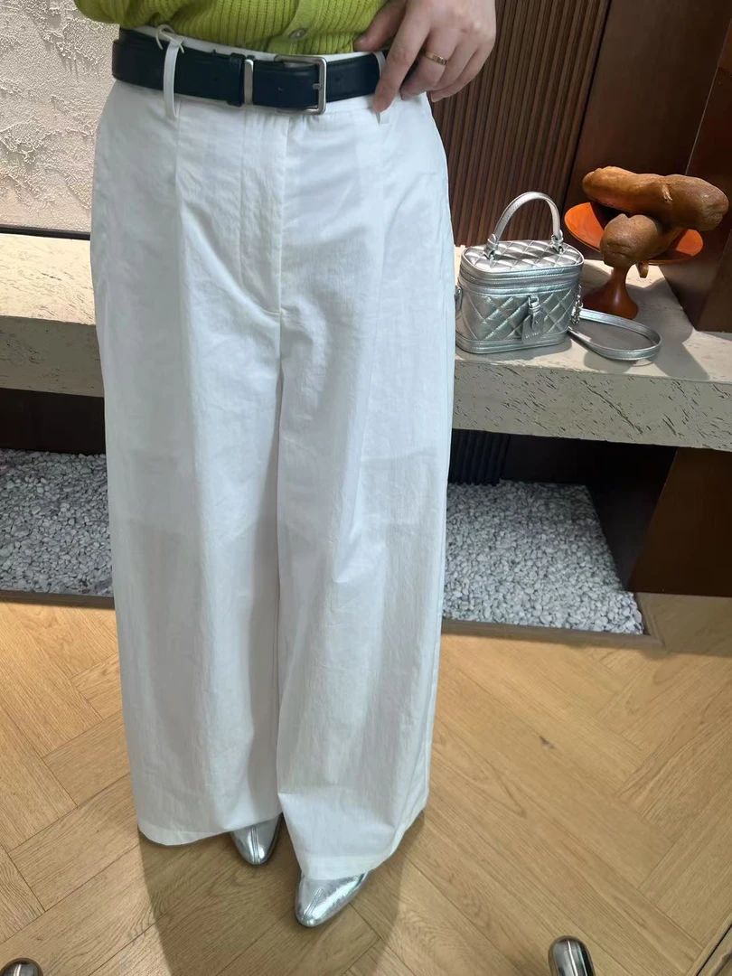 【香姐推荐】【15305】【十下】夏季时尚新款棉锦面料高腰阔腿裤百搭