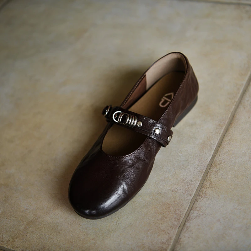 圆头搭扣平底玛丽珍鞋女2025夏季新款舒适浅口低帮单鞋女鞋