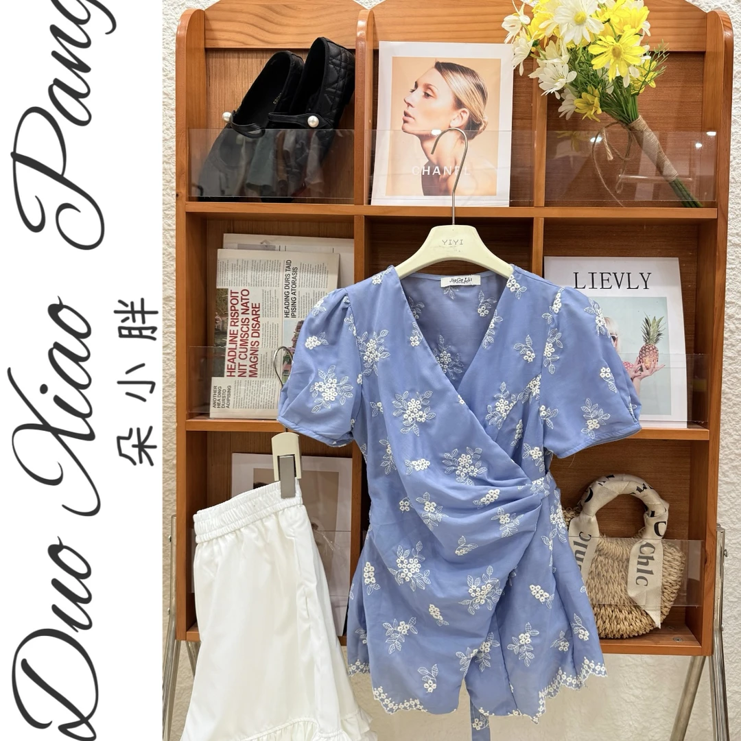 紫夜青花瓷夏季新款重工显瘦新款宽松版女上衣72101