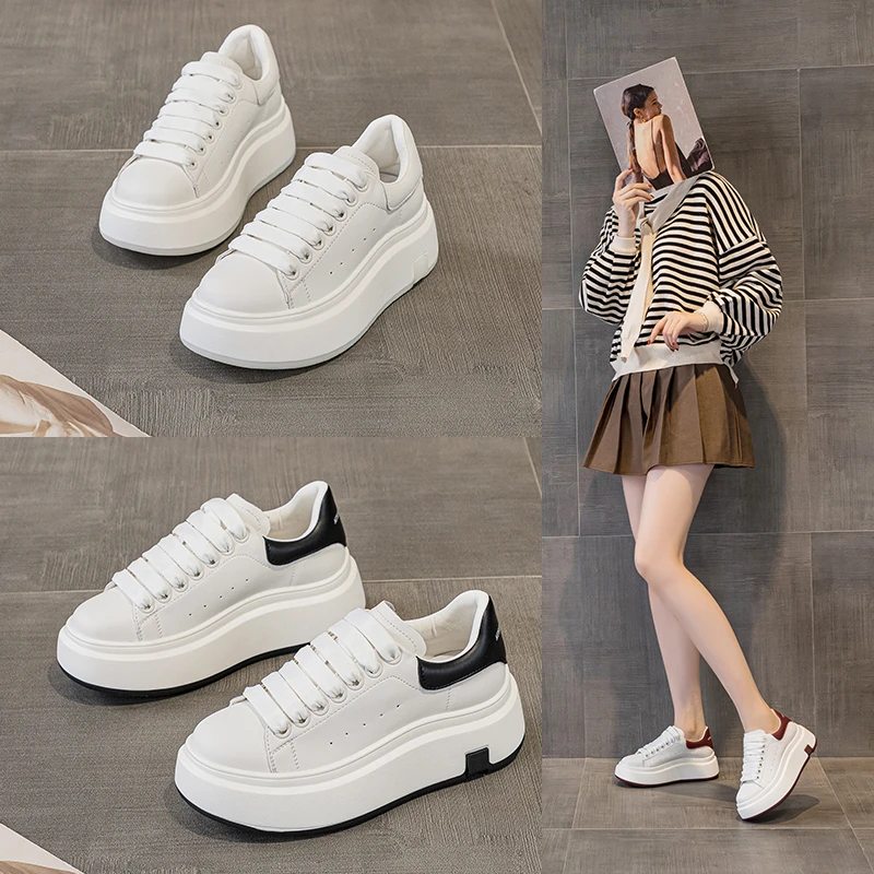 欧洲站跟高5公分小白鞋2025春季新款韩版松糕厚底休闲潮鞋71856