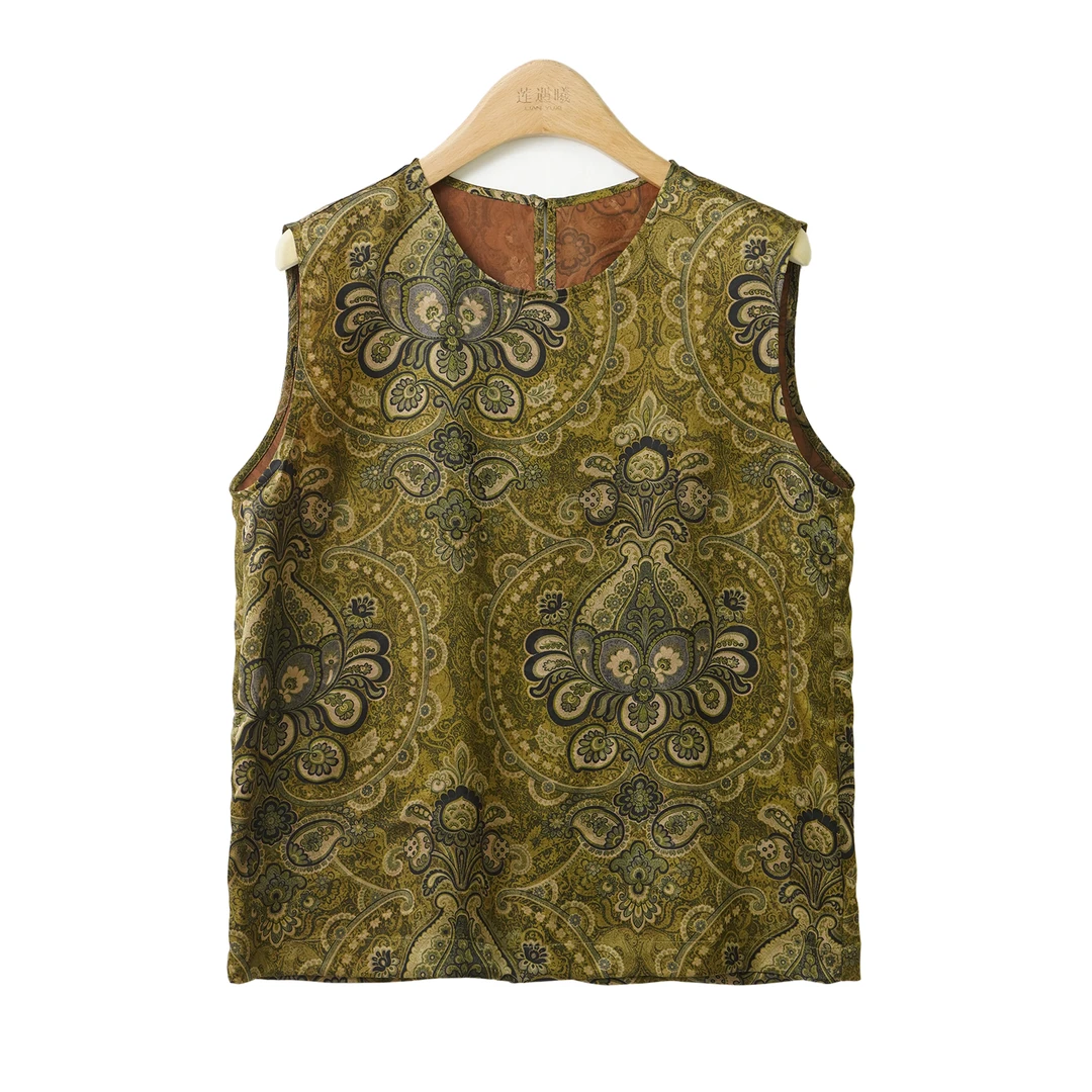 生命树·红云砂网红无袖上衣新中式国风女装SLS25SS139圆领夏季