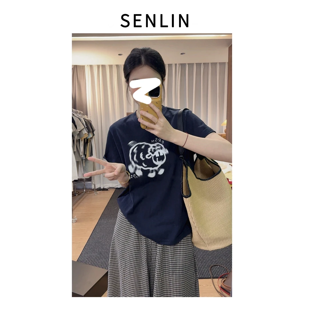 夏季新款百搭休闲眩晕小羊爆款女百搭2025宽松潮流圆领设计感S10