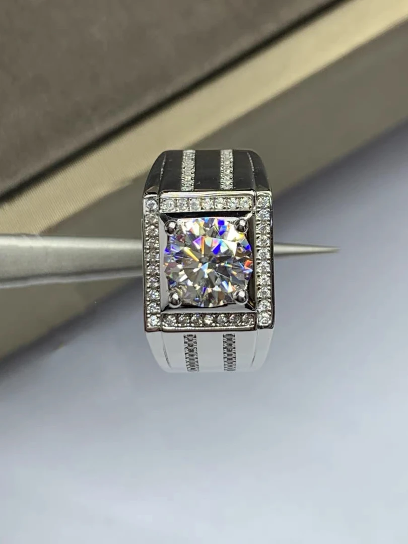 925银莫桑石戒指 【11时尚】经典轻奢女士满钻莫桑戒精致豪华