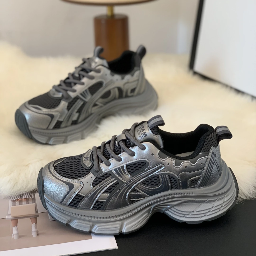 2025秋季厚底炸街休闲鞋女新款拼色时尚百搭ins潮超火学生老爹鞋