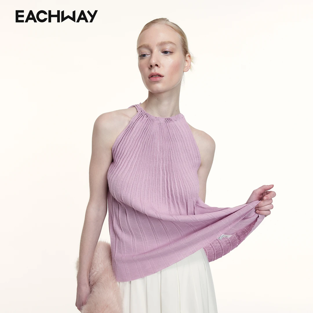 Eachway/艺之卉25新款时尚百搭修身无袖小众女士T恤TMV11M3090