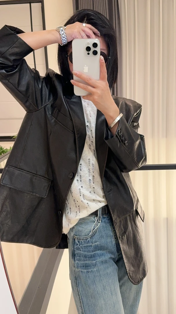 BBL设计师款黑色皮衣S505