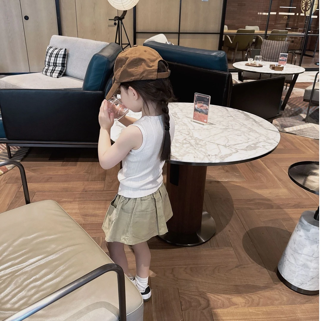 壹妈韩版童装女童半身裙2025夏季儿童洋气小女孩时髦休闲工装裙子