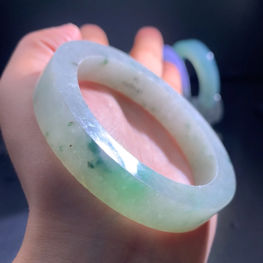 未镶嵌手镯定制翡翠金丝绿57-59