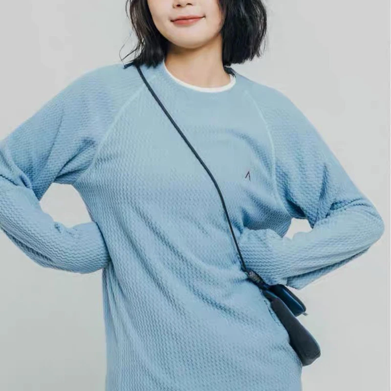 （户外情侣款抓绒卫衣）811秋季柔软宽松水波纹圆领套头上衣D