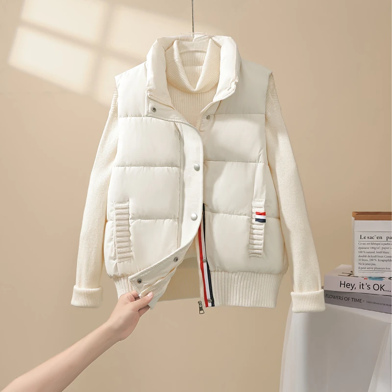 针织拼接棉马甲短款时尚外穿休闲坎肩外搭背心小个子秋冬2025新款