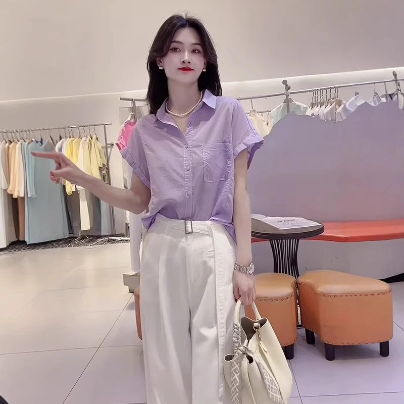 夏季薄款时尚设计感短袖防晒衬衫女2025年新款超好看休闲流行衬衣